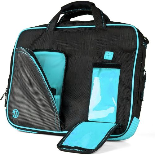  Vangoddy DF_000001075 Pindar Universal Laptop Messenger Bag with Neoprene Sleeve and Headphone Splitter Bundle Package, 13-14, Aqua Blue