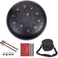 [아마존베스트]Vangonee Steel Tongue Drum 11 Notes 10 Inch Chakra Tank Drum Handpan Drum Notes Percussion Instrument Steel Drums Instruments with Bag Music Book, Mallets, Finger Picks (10 Inches)