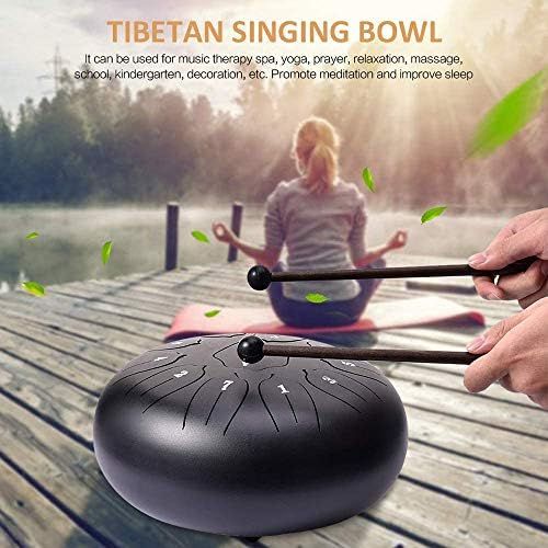  [아마존베스트]Vangonee Steel Tongue Drum 11 Notes 10 Inch Chakra Tank Drum Handpan Drum Notes Percussion Instrument Steel Drums Instruments with Bag Music Book, Mallets, Finger Picks (10 Inches)