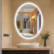 Vanity Art 24 Inch Oval LED Lighted Illuminated Bathroom Vanity Wall Mirror Glass Material | Touch Sensor - VA50