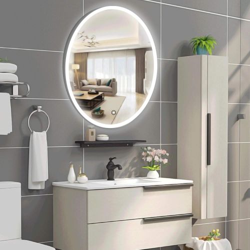  Vanity Art 24 Inch Oval LED Lighted Illuminated Bathroom Vanity Wall Mirror Glass Material | Touch Sensor - VA50