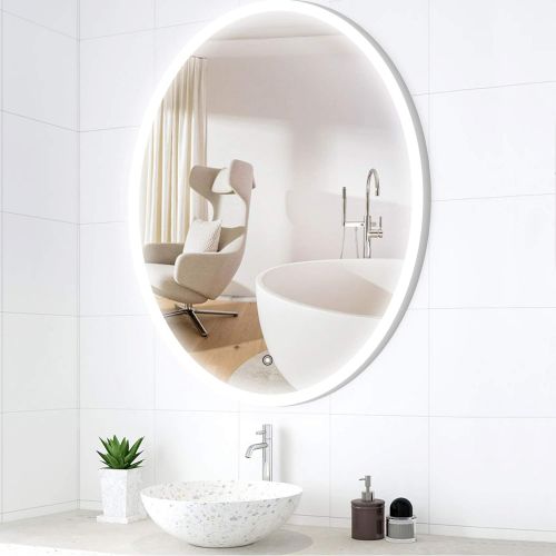 Vanity Art 24 Inch Oval LED Lighted Illuminated Bathroom Vanity Wall Mirror Glass Material | Touch Sensor - VA50
