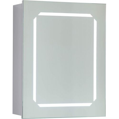  Vanity Art 25 x 20 LED Lighted Bathroom Wall Mounted Vanity Mirror with Medicine Wooden Cabinet Hinger Door and Rock switch - VA31