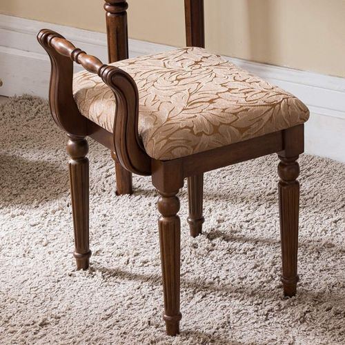  Vanity Benches Dressing Stool backrest Bedroom Stool Desk Stool Dressing Table Chair Foot Stool (Color : Brown, Size : 45x43x59cm)