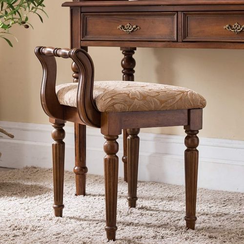  Vanity Benches Dressing Stool backrest Bedroom Stool Desk Stool Dressing Table Chair Foot Stool (Color : Brown, Size : 45x43x59cm)