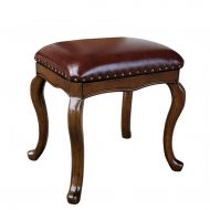 Vanity Benches Dressing Stool Solid Wood Makeup Stool Simple Shoe Bench Bedroom Leather Stool Fashion Dressing Chair (Color : Brown, Size : 33x47x45.5cm)