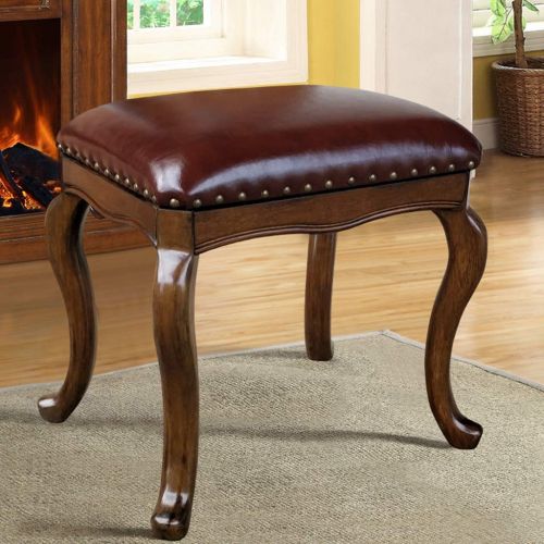  Vanity Benches Dressing Stool Solid Wood Makeup Stool Simple Shoe Bench Bedroom Leather Stool Fashion Dressing Chair (Color : Brown, Size : 33x47x45.5cm)