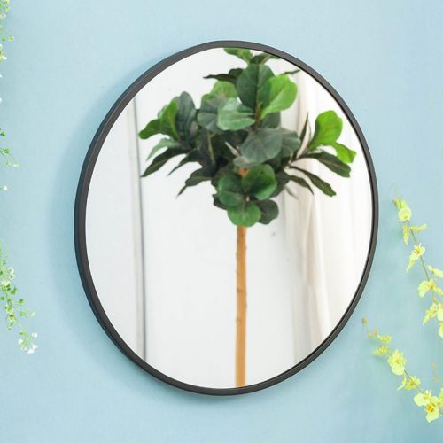  Vanity Mirrors Round mirror bathroom mirror wall mount mirror dressing table makeup mirror Iron round mirror (Color : Black, Size : Diameter 50cm (20 inches))