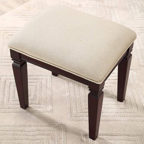  Vanity stool Vanity Chair Solid Wood Dressing Stool Bedroom Makeup Stool Chair Simple Shoes Bench Makeup Chair (Color : Beige, Size : 46x36x46.5cm)