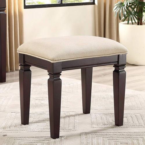  Vanity stool Vanity Chair Solid Wood Dressing Stool Bedroom Makeup Stool Chair Simple Shoes Bench Makeup Chair (Color : Beige, Size : 46x36x46.5cm)