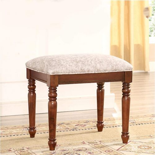  Vanity stool Vanity Chair Clothing Solid Wood Stool Retro Simple Dressing Table Wood Comb Makeup Stool Changing Shoe Bench Makeup Chair (Color : Brown, Size : 35x45x46cm)