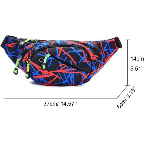  Vanktion Fanny Pack Fashion Waist Chest Bag Adjustable Belt Chest Shoulder Pack Casual Bag Bum Bags Hip Pouch for Women Men Running Hiking Fitness Cycling Beach Travel Concert Festival (Bla