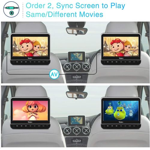  [아마존베스트]Vanku 10.1” Car DVD Player with Headrest Mount for Kids, HDMI Input, Headphone, Support 1080P Video, USB SD, AV in Out, Last Memory, Region Free