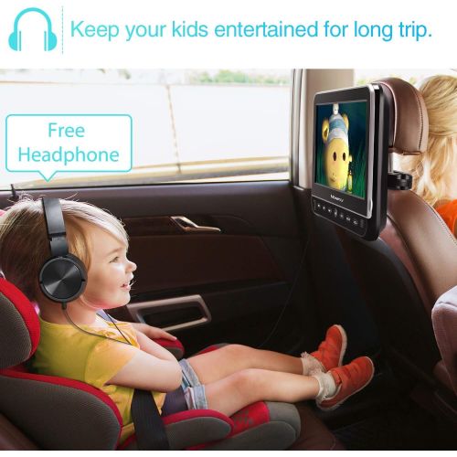  [아마존베스트]Vanku 10.1” Car DVD Player with Headrest Mount for Kids, HDMI Input, Headphone, Support 1080P Video, USB SD, AV in Out, Last Memory, Region Free