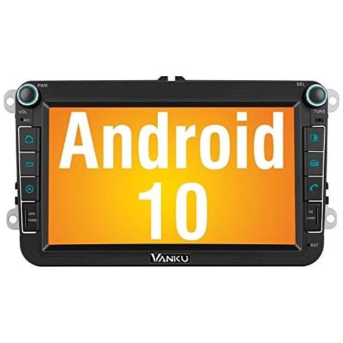  [아마존베스트]Vanku Android 10 car radio for VW radio with navigation system, 16 GB European maps, built-in DAB + module, supports Bluetooth 5.0, WiFi, 4G, Android, car, USB, MicroSD, 8 inch scr