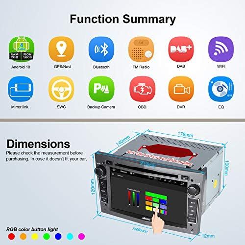  [아마존베스트]-Service-Informationen Vanku Android 10 Car Radio for Vauxhall Radio with Navi CD DVD Player Supports Qualcomm Bluetooth 5.0 DAB+ WiFi 4G USB MicroSD 7 Inch Screen Grey