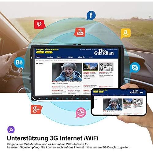  [아마존베스트]-Service-Informationen Vanku Android 10 Car Radio for VW Radio PX6 64GB + 4GB with Navi16GB European Maps, Supports Qualcomm Bluetooth 5.0 DAB + WiFi 9 Inch Touchscreen