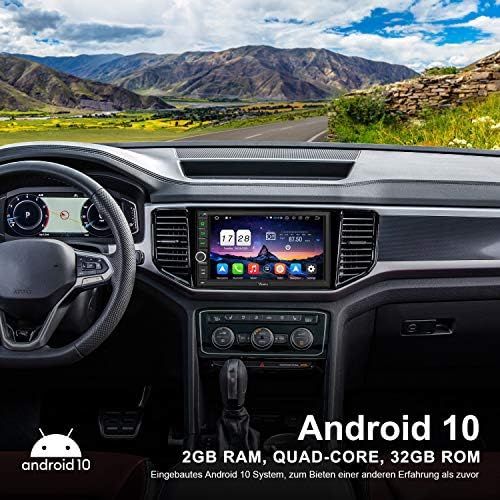  Vanku Android 10 Car Radio with Sat Nav 32GB + 2GB Radio Supports Qualcomm Bluetooth 5.0 DAB + WiFi 4G Android Car USB MicroSD 2 Din 7 Inch Screen