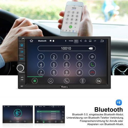  Vanku Android 10 Car Radio with Sat Nav 32GB + 2GB Radio Supports Qualcomm Bluetooth 5.0 DAB + WiFi 4G Android Car USB MicroSD 2 Din 7 Inch Screen