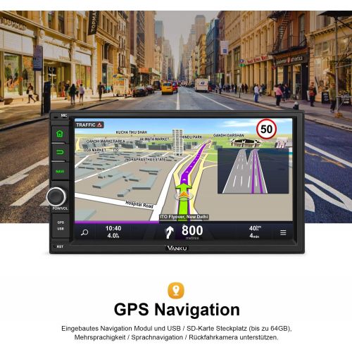  Vanku Android 10 Car Radio with Sat Nav 32GB + 2GB Radio Supports Qualcomm Bluetooth 5.0 DAB + WiFi 4G Android Car USB MicroSD 2 Din 7 Inch Screen
