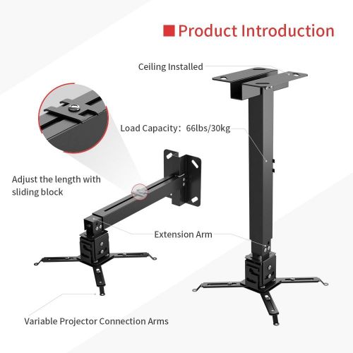  [아마존베스트]Vankyo VANKYO Universal LED HD Projector Ceiling Mount Wall Bracket Holder for Different Size Projector