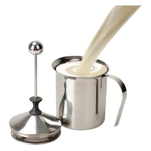  Vanpower 800ml Manueller Milchaufschaumer Krug mit doppeltem Netz, Milchschaumer Creamer, Handgebrauch, Edelstahl, fuer Milchshake Cappuccino Latte Macchiato