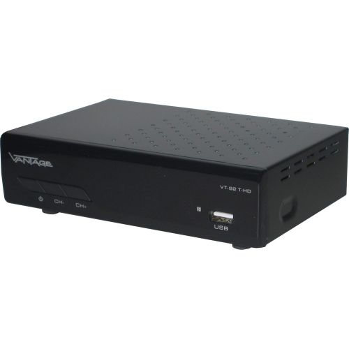  Vantage VT 92 T HD receiver, digital DVB T2 receiver for HDTV for receiving all free DVB T programmes (HD + SD quality) HEVC, USB, HDMI, SCART, coaxial audio output, media player,