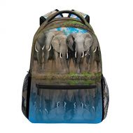 Vantaso Kids Backpack Bag 3D Elephant Blue Lake for Girls Boys School Daypacks