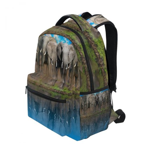  Vantaso Kids Backpack Bag 3D Elephant Blue Lake for Girls Boys School Daypacks