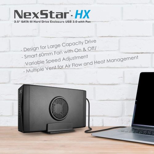  Vantec NexStar HX, 3.5 SATA III Hard Drive Enclosure USB 3.0 with Fan (NST-387S3-BK)