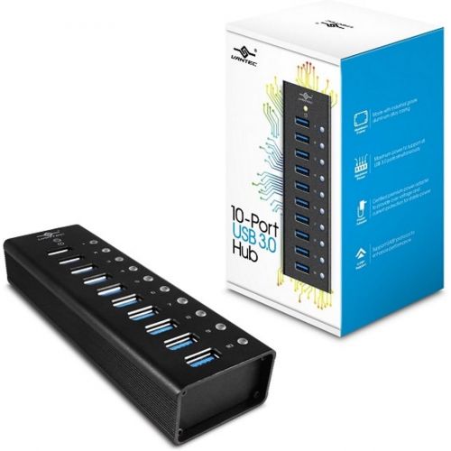  Vantec Aluminum 10-Port USB 3.0 Hub with Power Adapter (UGT-AH100U3)