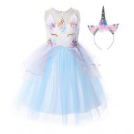 Vantina Kids Unicorn Costume Dress Girl Princess Flower Pageant Party Tutu Dresses with Headband