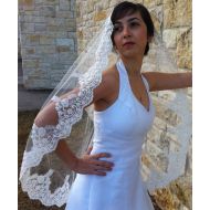 /VanyaBridal Mantilla Veil with Beaded Lace and Silver or gold Thread, wedding lace veil, bridal lace edge veil, Spanish veil, Catholic veil