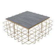 Varaluz Casa 430A02GOZW Square Coffee Table - Gold with Zebrawood