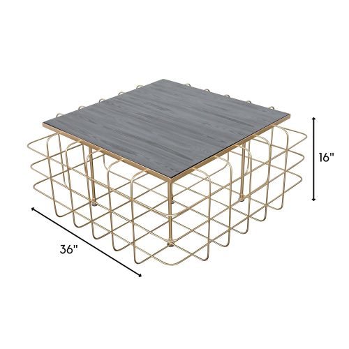  Varaluz Casa 430A02GOZW Square Coffee Table - Gold with Zebrawood