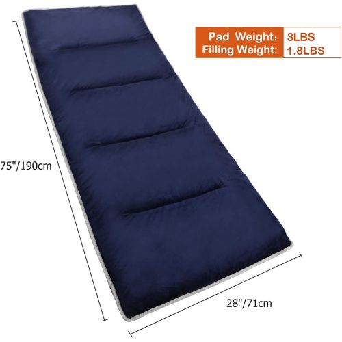  Varbucamp Camping Cot Pad for Adults, Comfortable Thick Cotton XL Sleeping Cot Mattress Pad, 75’’x 28’’, Gray/Blue/Black