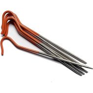 Vargo Titanium Shepherds Hook Stake with Fluorescent Orange Head (6 Pack) | Camping Tent Stakes | 0.3 Ounces (8 Grams) 6.5” L x 0.14” D (165 x 3.5mm) | Ultralight Durable Tent pegs | Model T-117