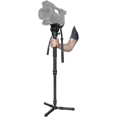  VariZoom Varizoom Chicken Foot Head Carbon Fiber 4-Section Fluid Head Monopod with Fold-Down Tripod Foot