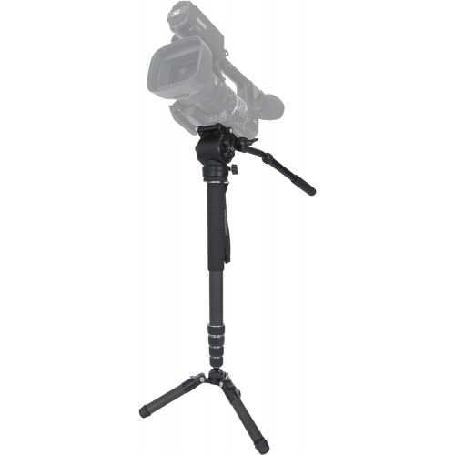  VariZoom Varizoom Chicken Foot Head Carbon Fiber 4-Section Fluid Head Monopod with Fold-Down Tripod Foot