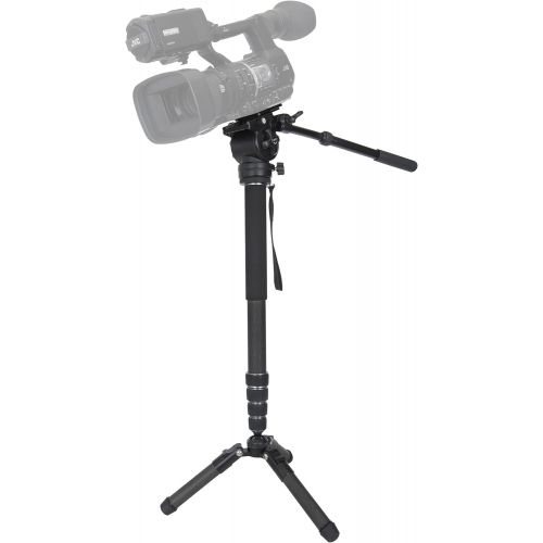  VariZoom Varizoom Chicken Foot Head Carbon Fiber 4-Section Fluid Head Monopod with Fold-Down Tripod Foot