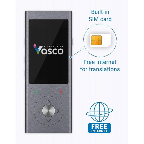  Vasco Electronics Vasco Mini 2 Translator Device Multi-Language Portable Voice Translator - Supports 50 Languages Enables Instant Two-Way Conversation No WiFi Needed European Brand