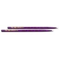 Vater Color Wrap Hickory Drumsticks - 5A - Nylon Tip - Purple Optic