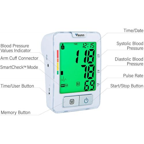  Vaunn Medical Automatic Upper Arm Digital Blood Pressure Monitor with Cuff