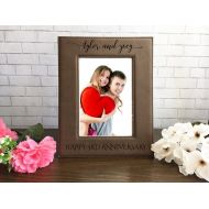 /VavWoodenArt Personalized Picture Frame, Engraved Photo Frame, Custom Wedding Gift, Wedding Present, Leather Photo Frame, Anniversary Photo Frame