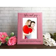 /VavWoodenArt Personalized Picture Frame, Engraved Photo Frame, Custom Wedding Gift, Wedding Present, Leather Photo Frame, Anniversary Photo Frame