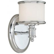 Vaxcel USA CRVLU001CH Carlisle 1 Light Transitional Wall Sconce Lighting Fixture in Chrome, Glass