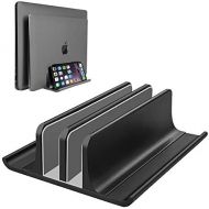 [아마존베스트]VAYDEER Double Adjustable Vertical Laptop Stand Newly Designed 2 Slots Aluminum Desktop Dual Holder for All MacBook/Chromebook/Surface/Dell/iPad Up to 17.3 Inches - Black