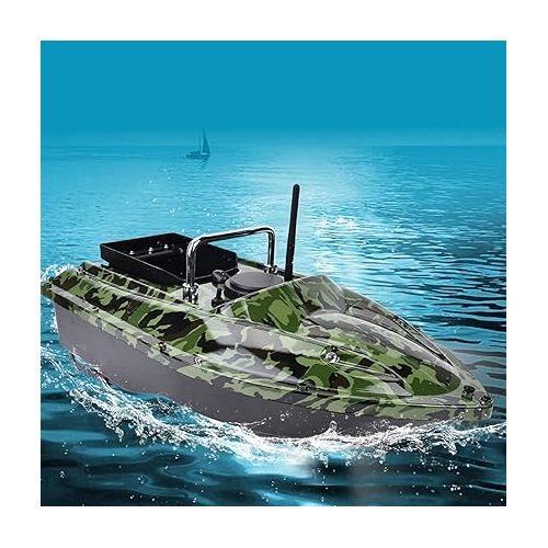  RC Fishing Finder Boat, 500m Remote Control Wireless Fishing Bait Boat Fish Finder with LED Night Light￡¨Green￡ⓒ(Green) for Rc Boats for Adults