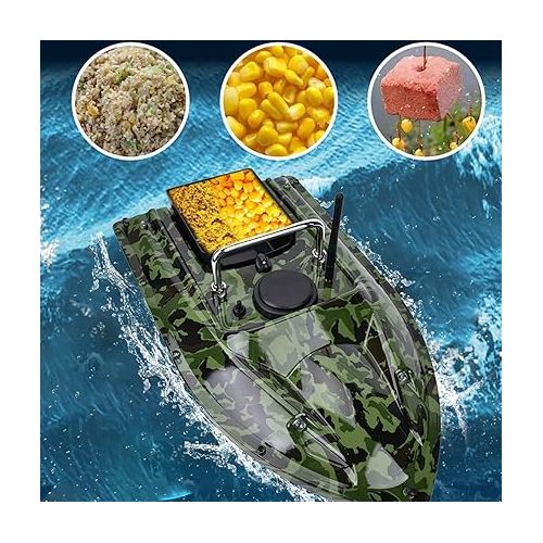  RC Fishing Finder Boat, 500m Remote Control Wireless Fishing Bait Boat Fish Finder with LED Night Light￡¨Green￡ⓒ(Green) for Rc Boats for Adults