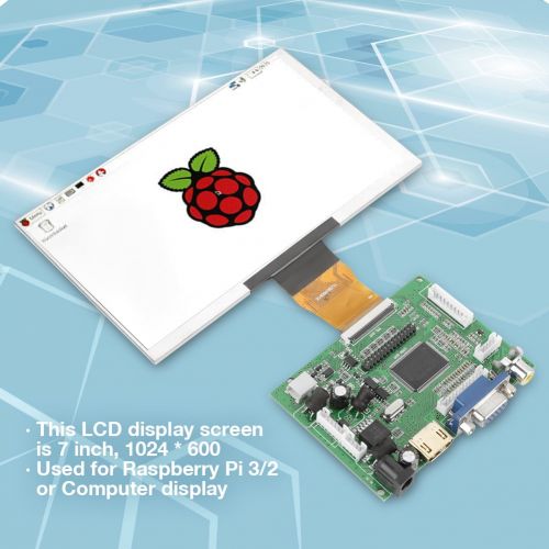  VBESTLIFE 7 inch LCD TFT Display 1024*600 HDMI VGA Monitor Screen Kit for Raspberry Pi 32 LCD TFT Display module LCD Controller Board kit